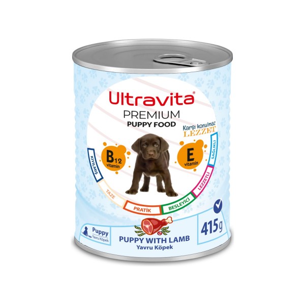 Ultravita Premium Yüksek Proteinli Kuzu Etli Konserve Yaş Yavru Köpek Maması 415GRX24 Adet
