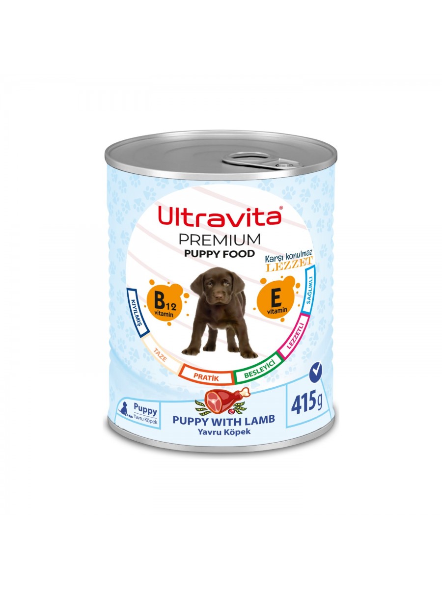 Ultravita Premium Yüksek Proteinli Kuzu Etli Konserve Yaş Yavru Köpek Maması 415GRX24 Adet