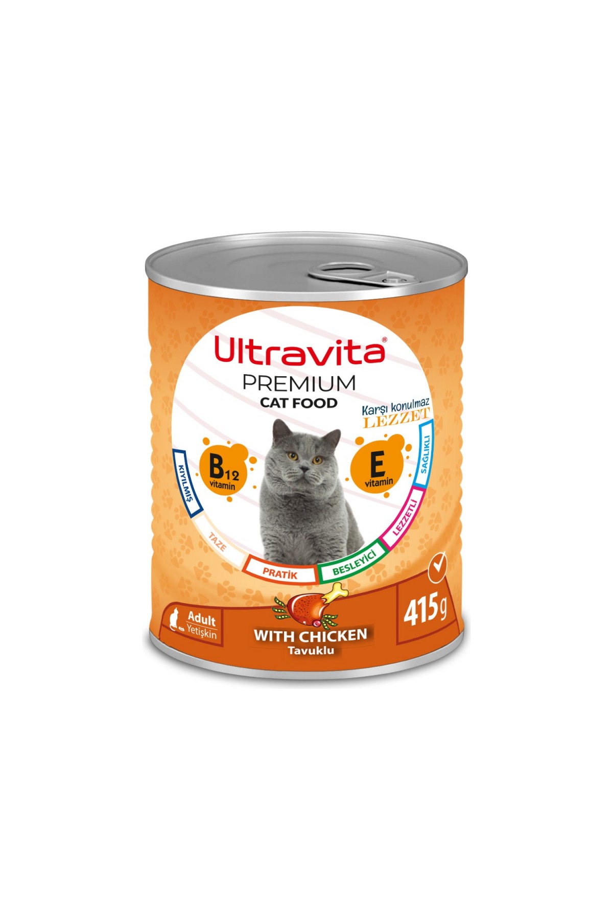 Ultravita Premium Yüksek Proteinli Tavuk Etli Konserve Yaş Kedi Maması 415GRX24 Adet