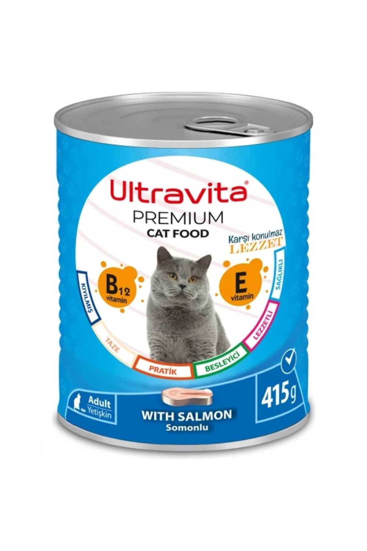 Ultravita Premium Yüksek Proteinli Balık Etli Konserve Yaş Kedi Maması 415GRX24 Adet