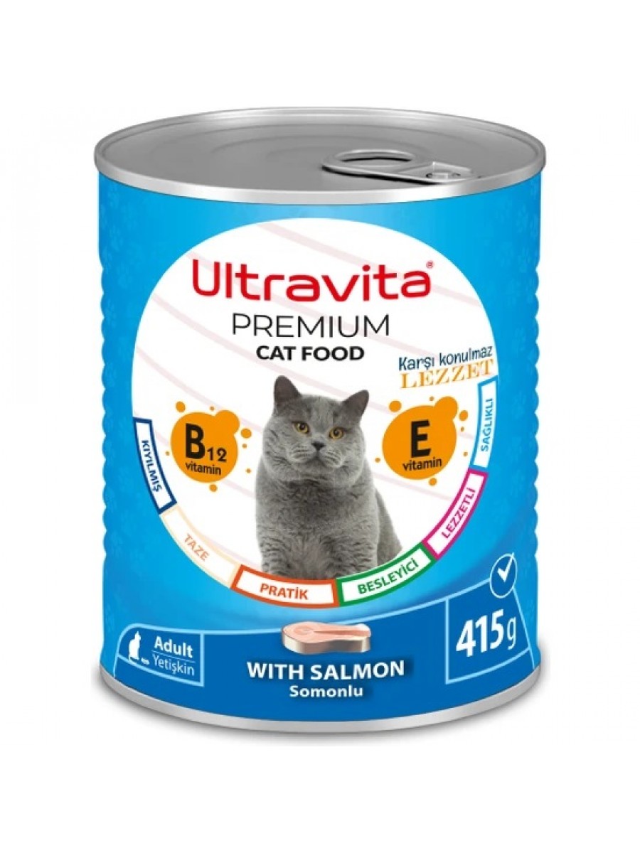 Ultravita Premium Yüksek Proteinli Balık Etli Konserve Yaş Kedi Maması 415GRX24 Adet